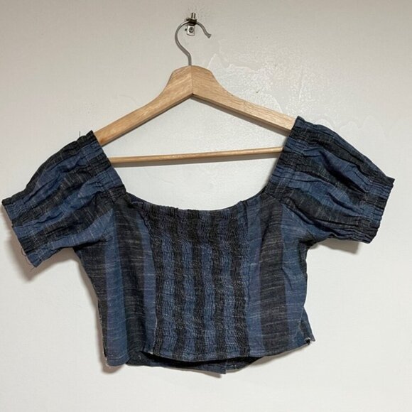 Angie Blue & Black Striped Cotton Crop Top - M - Picture 8 of 11
